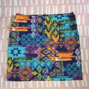 XHILERATION Technicolor Southwest Pattern Skirt